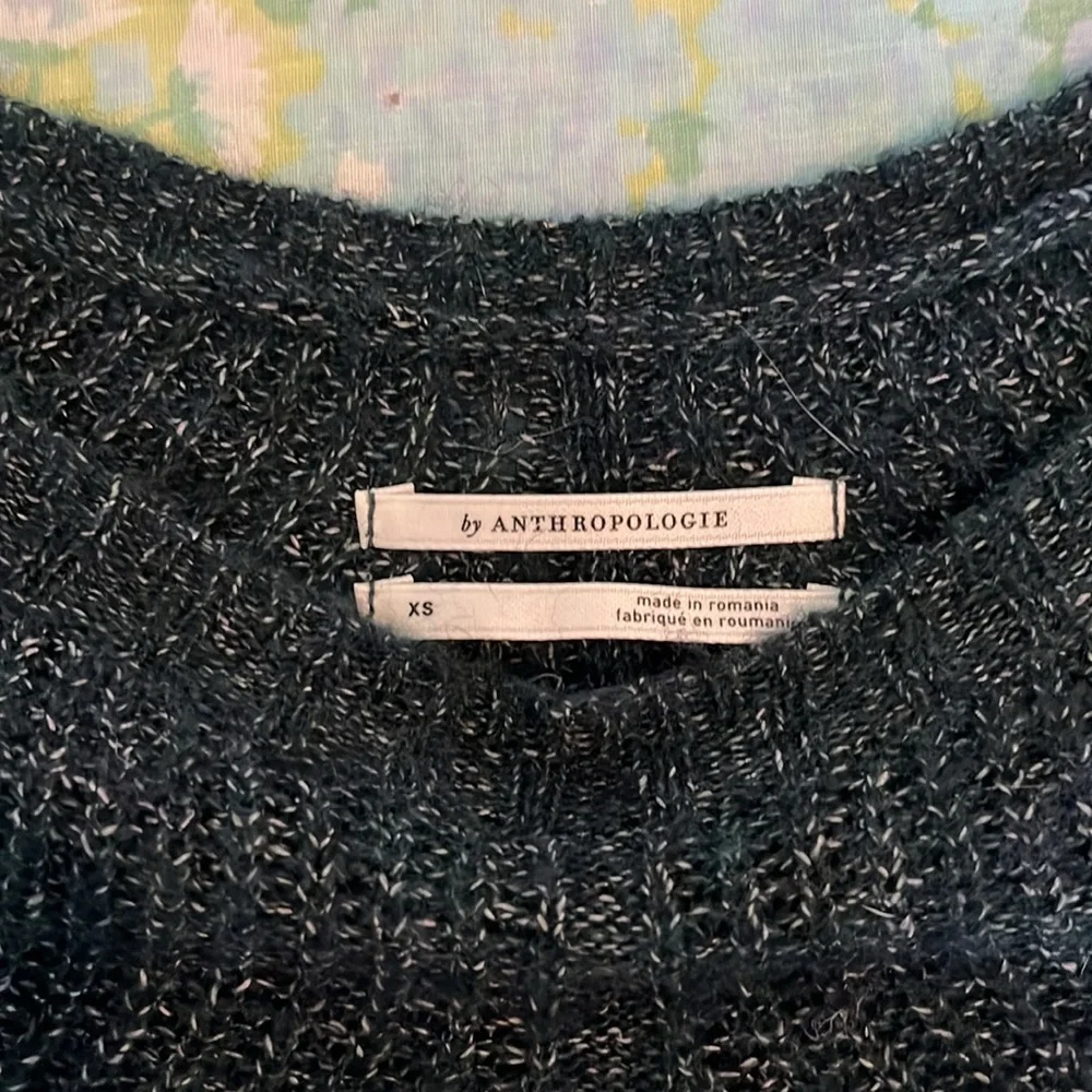 Anthropologie | Keely Fisherman Cable Knit‎ Pointelle Marled Green Sweater XS